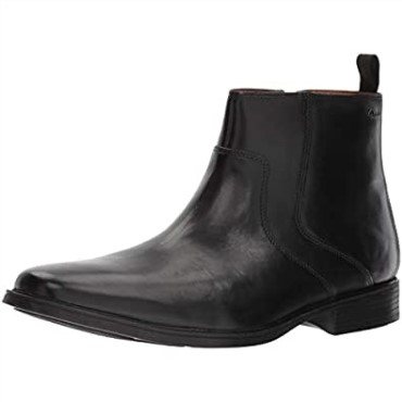 Bota Baja Con Cremallera Tilden Para Hombre Cuero Negro Clarks