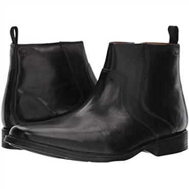 Bota Baja Con Cremallera Tilden Para Hombre Cuero Negro Clarks