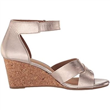 Sandalias De Cuña Margee Gracie Para Mujer De Clarks En Piel Metalizada