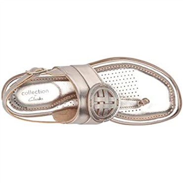 Sandalia Plana Mujer Clarks Reyna Glam Metalizado Sintético