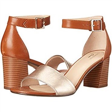 Sandalia De Tacón Jocelynne Cam Para Mujer En Piel Color Tostado Metalizado Clarks
