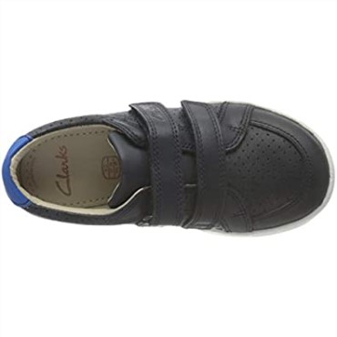 Zapatilla De Deporte Clarks Fawn Solo T De Cuero Azul Marino Para Niño