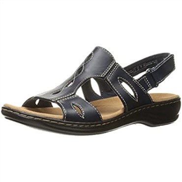 Sandalia Plana Mujer Clarks Leisa Lakelyn En Piel Azul Marino