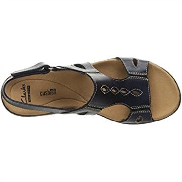 Sandalia Plana Mujer Clarks Leisa Lakelyn En Piel Azul Marino