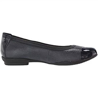 Bailarinas Combi Clarks De Mujer En Piel Azul Marino Sara Orquídea