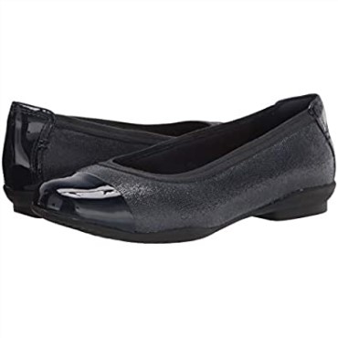 Bailarinas Combi Clarks De Mujer En Piel Azul Marino Sara Orquídea