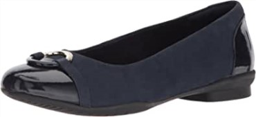 Navy New Black Nvy Patent Lthr Combi Clarks Bailarinas Neenah Vine Para Mujer