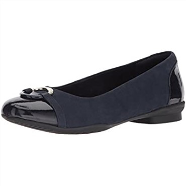 Navy New Black Nvy Patent Lthr Combi Clarks Bailarinas Neenah Vine Para Mujer