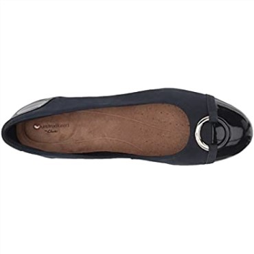 Navy New Black Nvy Patent Lthr Combi Clarks Bailarinas Neenah Vine Para Mujer