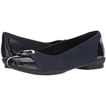 Navy New Black Nvy Patent Lthr Combi Clarks Bailarinas Neenah Vine Para Mujer