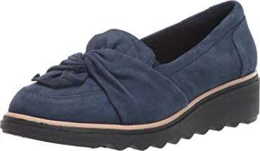 Mocasín Sharon Dasher De Mujer Clarks De Ante Azul Marino