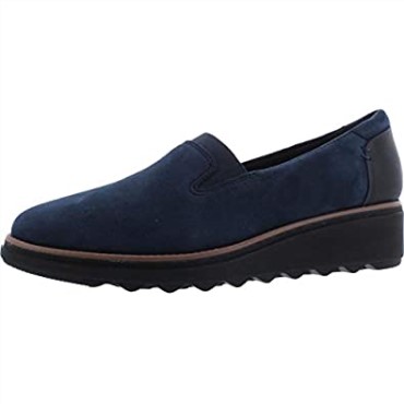 Mocasines Clarks De Gamuza Azul Marino Con Ribete Marrón Oscuro Para Mujer Sharon Dolly