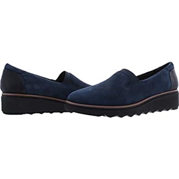 Mocasines Clarks De Gamuza Azul Marino Con Ribete Marrón Oscuro Para Mujer Sharon Dolly