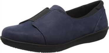 Mocasines Clarks Ayla Con Banda De Nobuk Sintético Azul Marino Para Mujer