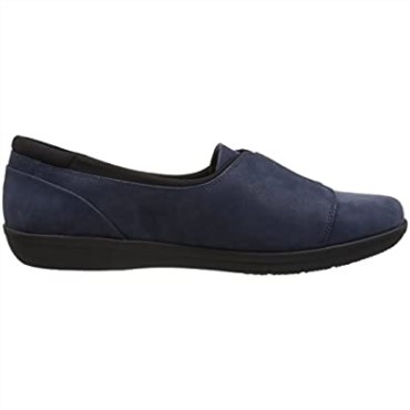 Mocasines Clarks Ayla Con Banda De Nobuk Sintético Azul Marino Para Mujer