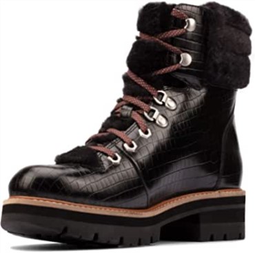 Orianna Excursionista Cuero Marrón Oscuro Clarks Cocodrilo Negro