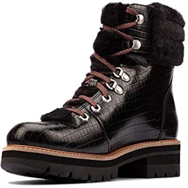 Orianna Excursionista Cuero Marrón Oscuro Clarks Cocodrilo Negro