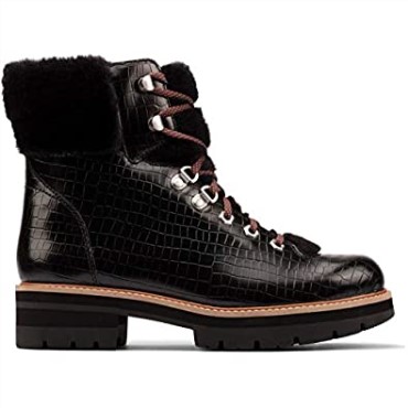Orianna Excursionista Cuero Marrón Oscuro Clarks Cocodrilo Negro