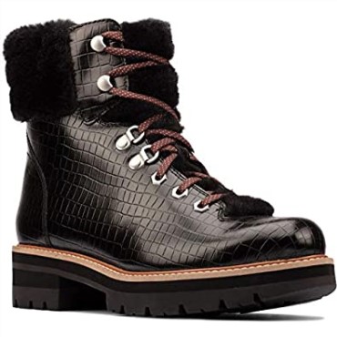Orianna Excursionista Cuero Marrón Oscuro Clarks Cocodrilo Negro