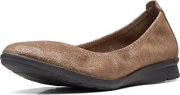 Mujer Bailarinas Jenette Metalizado Peltre Gamuza Clarks