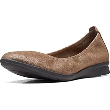 Mujer Bailarinas Jenette Metalizado Peltre Gamuza Clarks