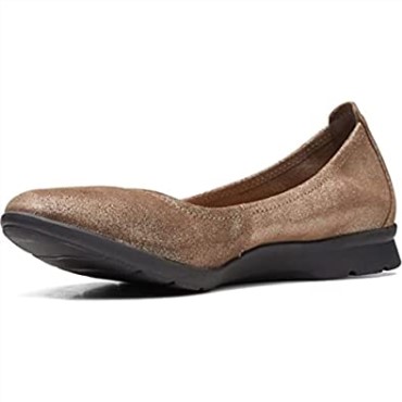 Mujer Bailarinas Jenette Metalizado Peltre Gamuza Clarks