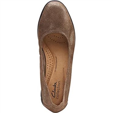 Mujer Bailarinas Jenette Metalizado Peltre Gamuza Clarks