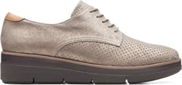 Zapatos De Cuero Shayllace Metalizados Platino En Clarks