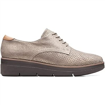 Zapatos De Cuero Shayllace Metalizados Platino En Clarks