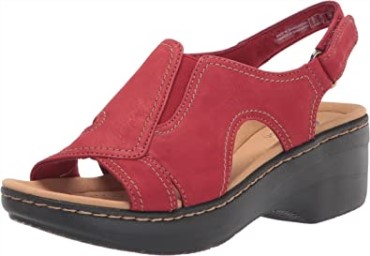 Sandalia Mujer Cuña Merliah Clarks En Piel Roja