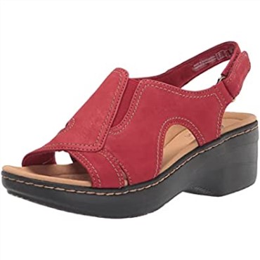 Sandalia Mujer Cuña Merliah Clarks En Piel Roja