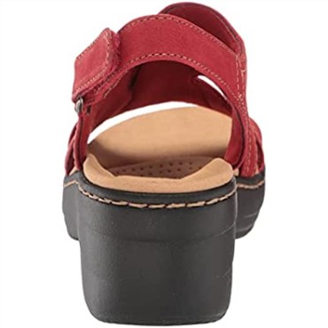 Sandalia Mujer Cuña Merliah Clarks En Piel Roja