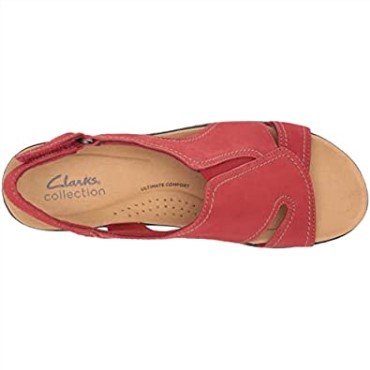 Sandalia Mujer Cuña Merliah Clarks En Piel Roja