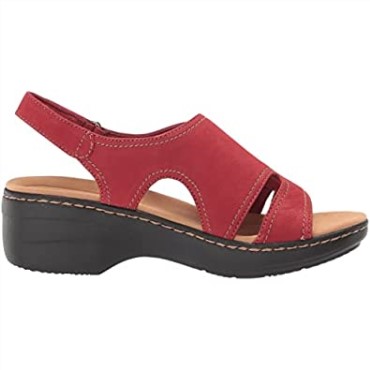 Sandalia Mujer Cuña Merliah Clarks En Piel Roja