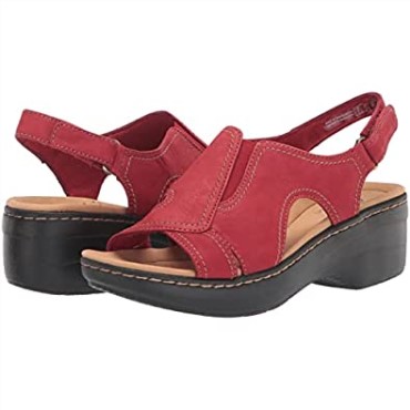Sandalia Mujer Cuña Merliah Clarks En Piel Roja