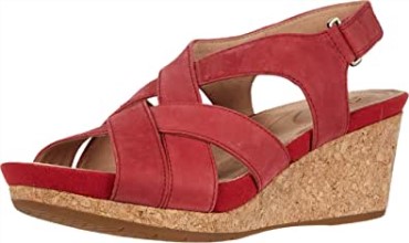 Sandalia De Mujer Clarks Un Capri Con Cuña Escalonada En Nobuk Rojo