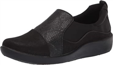 Sillian Paz Zapatillas Bajas De Mujer Clarks Serpiente Negra Combi Sintética