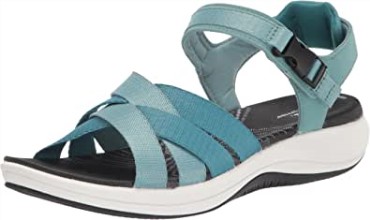 Sandalia Plana Mujer Clarks Mira Tide Combi Textil Verde Azulado