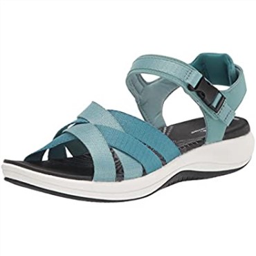 Sandalia Plana Mujer Clarks Mira Tide Combi Textil Verde Azulado
