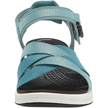 Sandalia Plana Mujer Clarks Mira Tide Combi Textil Verde Azulado