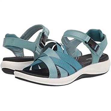 Sandalia Plana Mujer Clarks Mira Tide Combi Textil Verde Azulado