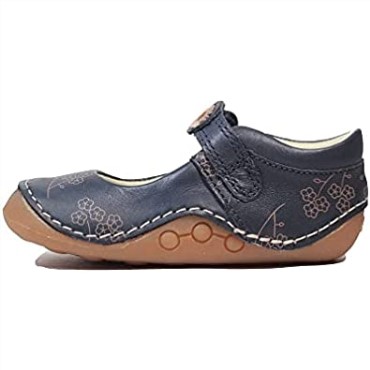 Ti Ny Flora Niño Azul Marino Combi Zapatos De Cuero Para Niñas Antes De Andar F Ancho Azul Marino Combi Clarks