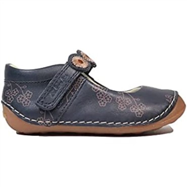 Ti Ny Flora Niño Azul Marino Combi Zapatos De Cuero Para Niñas Antes De Andar F Ancho Azul Marino Combi Clarks