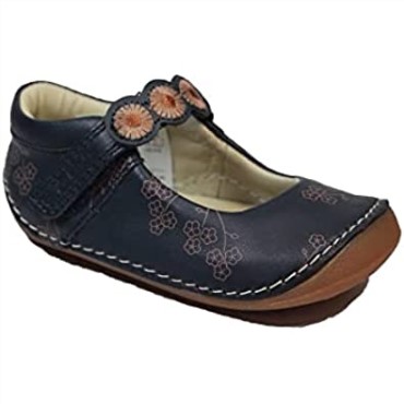 Ti Ny Flora Niño Azul Marino Combi Zapatos De Cuero Para Niñas Antes De Andar F Ancho Azul Marino Combi Clarks