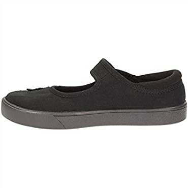Zapatillas De Ballet Para Niños Hopper Go Unisex De Corte Ancho Tejido Negro Clarks