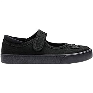 Zapatillas De Ballet Para Niños Hopper Go Unisex De Corte Ancho Tejido Negro Clarks