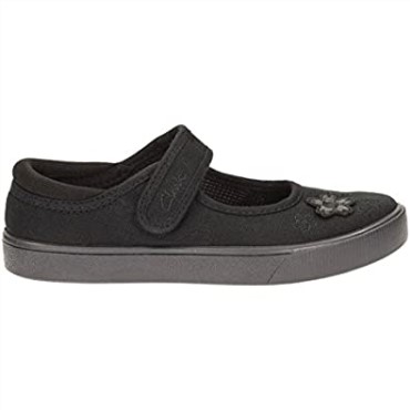 Zapatillas De Ballet Para Niños Hopper Go Unisex De Corte Ancho Tejido Negro Clarks