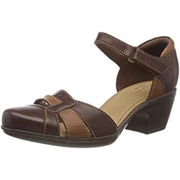Mujer 261 600764 Emily Daisy Sandalia De Tacón Clarks Cuero Tostado Oscuro Combi