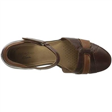Mujer 261 600764 Emily Daisy Sandalia De Tacón Clarks Cuero Tostado Oscuro Combi