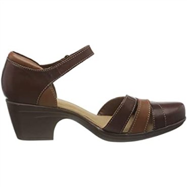 Mujer 261 600764 Emily Daisy Sandalia De Tacón Clarks Cuero Tostado Oscuro Combi